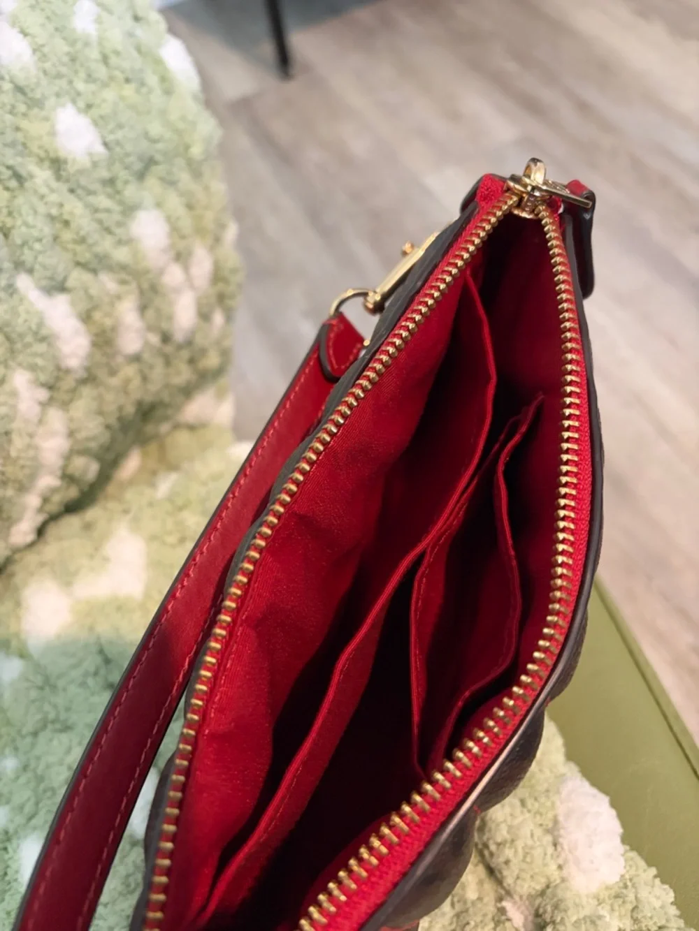 Coach Brown Signature Wristlet with Red Trim - Picture 3 of 3